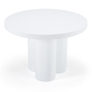 VIG Furniture Bruni Concrete Round Table With Matte Sculptural Top & Three-Leg Pedestal—Industrial Minimalist Charm White Dining Table VGGR-623810-WHT
