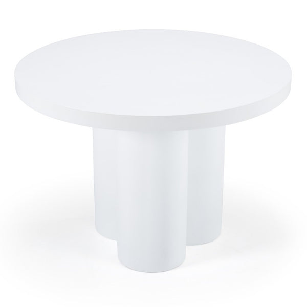 VIG Furniture Bruni Concrete Round Table With Matte Sculptural Top & Three-Leg Pedestal—Industrial Minimalist Charm White Dining Table VGGR-623810-WHT