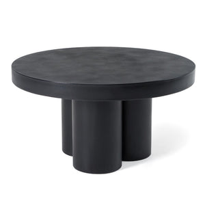 VIG Furniture Bruni Modern Concrete Round Table — Scandinavian Minimal Silhouette, Durable Outdoor-Ready Design (30") Black Coffee Table VGGR-623840-BLK