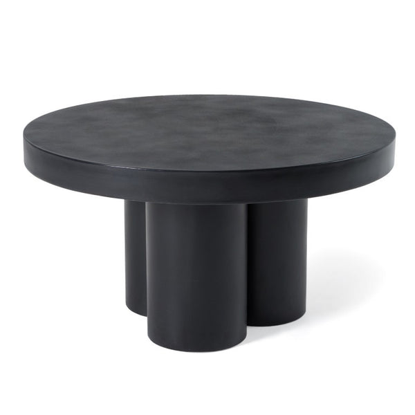 VIG Furniture Bruni Modern Concrete Round Table — Scandinavian Minimal Silhouette, Durable Outdoor-Ready Design (30") Black Coffee Table VGGR-623840-BLK