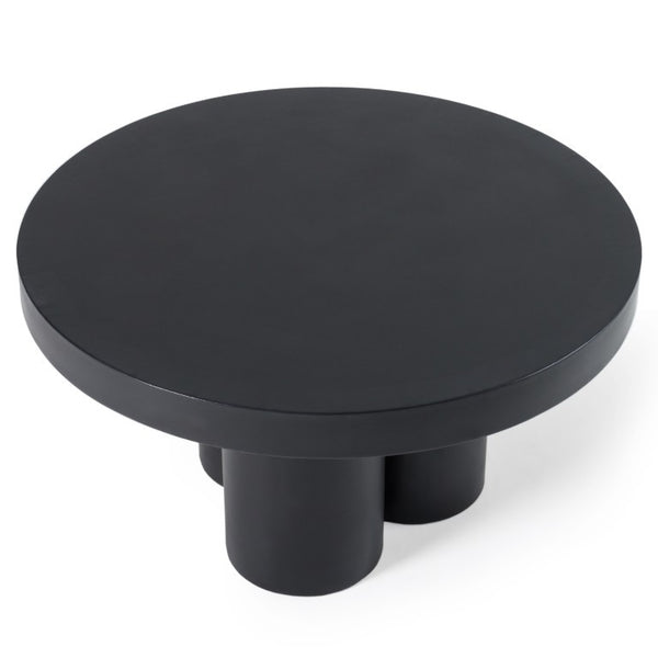 VIG Furniture Bruni Modern Concrete Round Table — Scandinavian Minimal Silhouette, Durable Outdoor-Ready Design (30") Black Coffee Table VGGR-623840-BLK