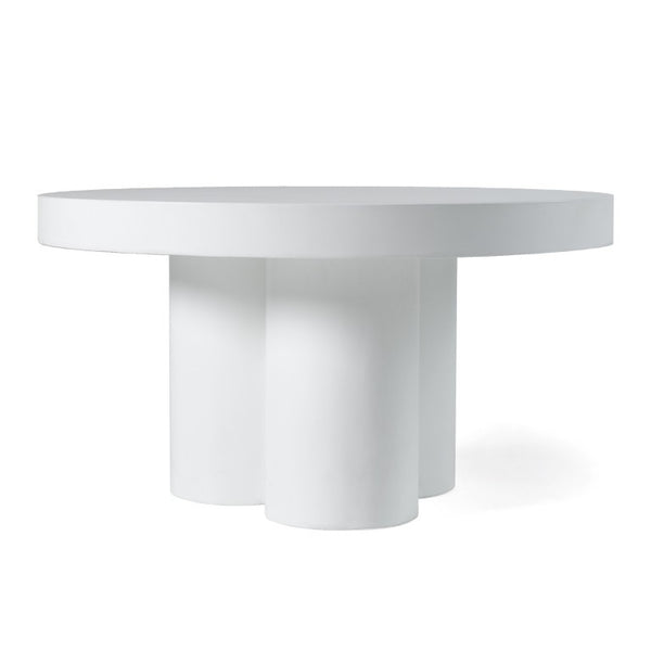 VIG Furniture Bruni Modern Concrete Round Table — Scandinavian Minimal Silhouette, Durable Outdoor-Ready Design (30") White Coffee Table VGGR-623840-WHT