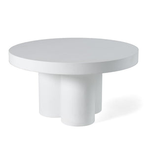 VIG Furniture Bruni Modern Concrete Round Table — Scandinavian Minimal Silhouette, Durable Outdoor-Ready Design (30") White Coffee Table VGGR-623840-WHT