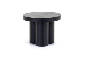 VIG Furniture Bruni Matte Black Concrete End Table — Sculptural Round Top, Industrial Durability, Outdoor Ready (23.5") VGGR-623860-BLK