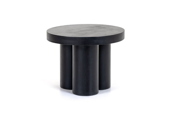 VIG Furniture Bruni Matte Black Concrete End Table — Sculptural Round Top, Industrial Durability, Outdoor Ready (23.5") VGGR-623860-BLK