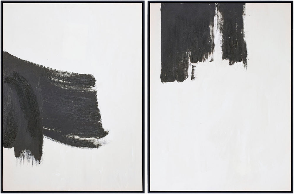 Livabliss Brush Strokes Abstract Hand Painted Canvas Wall Art Modern Framed Gallery Piece BRUS001-SET