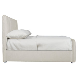 Bernhardt Bernhardt Silhouette Upholstered Queen Bed With Vertical Channeling, Metal Feet, Slat System—Glam Transitional Design K1658