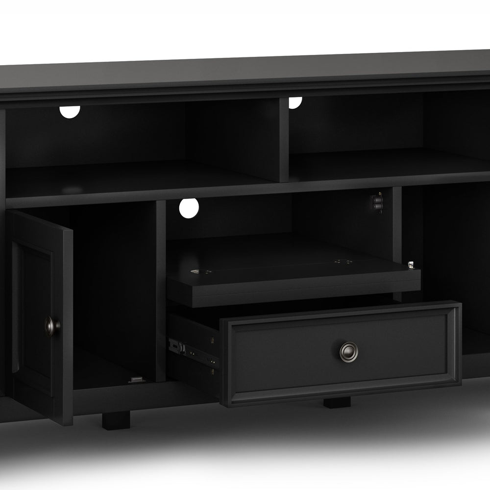 English Elm Amherst 72-Inch Solid Wood Tv Media Stand In Black - Timeless Design With Ample Storage & Style B136P158355