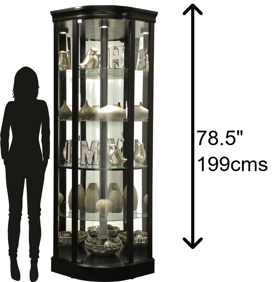 Hekman Furniture 680627 Marlowe Ii Curio Cabinet - Elegant Lighted Display With Adjustable Shelves & Modern Design Black Satin Marlowe Ii Corner Curio Cabinet 680627