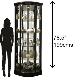 Hekman Furniture 680627 Marlowe Ii Curio Cabinet - Elegant Lighted Display With Adjustable Shelves & Modern Design Black Satin Marlowe Ii Corner Curio Cabinet 680627
