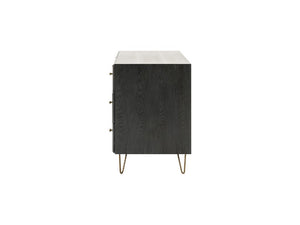 VIG Furniture Bryan Grey-Washed Ash Dresser With Brushed Gold Pulls — 6 Soft-Close Drawers, Mid-Century Modern Style VGMABR-82-GREY-DRS