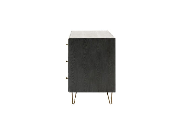VIG Furniture Bryan Grey-Washed Ash Dresser With Brushed Gold Pulls — 6 Soft-Close Drawers, Mid-Century Modern Style VGMABR-82-GREY-DRS