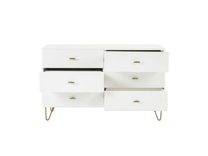 VIG Furniture Bryan White Dresser With 6 Soft-Close Drawers, Brushed Gold Pulls & Angled Legs For Modern Bedrooms VGMABR-82-WHT-DRS