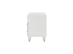 VIG Furniture Bryan White Dresser With 6 Soft-Close Drawers, Brushed Gold Pulls & Angled Legs For Modern Bedrooms VGMABR-82-WHT-DRS