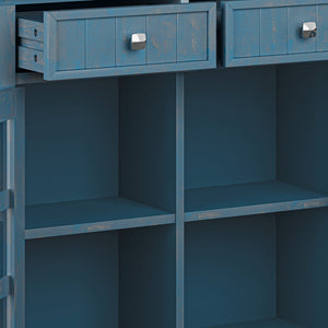 English Elm Acadian Entryway Storage Cabinet - Handcrafted Coastal Blue Charm With Adjustable Shelves & Drawers B136P158292