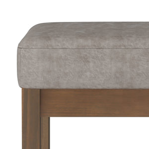 English Elm Milltown Footstool Ottoman Bench - Distressed Grey-Taupe Faux Leather For Stylish Versatility B136P159088