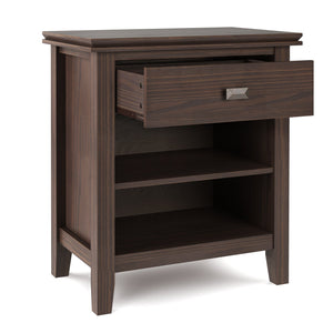 English Elm Artisan Bedside Table - Handcrafted Warm Walnut Brown For Elegant Storage & Stylish Versatility B136P158383