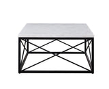 Steve Silver White Marble Square Table - Modern Metal Base - Unique Natural Veining - 36x36x18.25