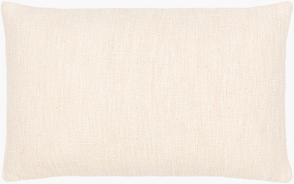 Surya Bisa 14"L X 22"W Cottage Style Lumbar Pillow - 100% Cotton, Woven Texture, Dry Clean Only, India Made Cream Cotton,Cotton Bsa001-1422