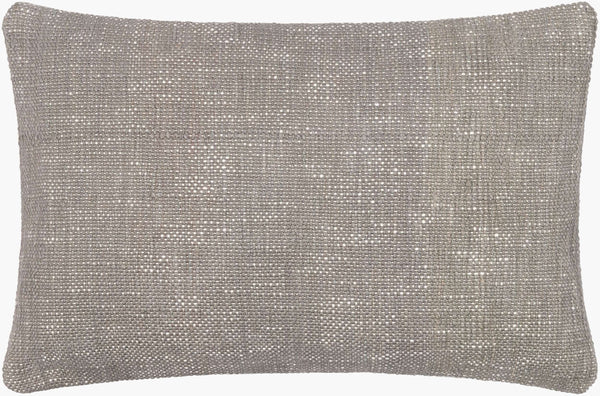 Surya Bisa 14"L X 22"W Cottage Style Lumbar Pillow - 100% Cotton, Woven Texture, Dry Clean Only, India Made Gray Cotton,Cotton Bsa003-1422