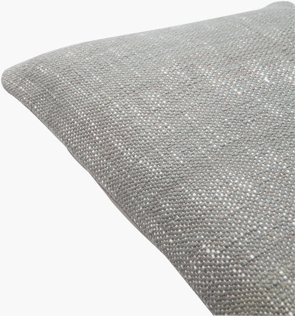 Surya Bisa 14"L X 22"W Cottage Style Lumbar Pillow - 100% Cotton, Woven Texture, Dry Clean Only, India Made Gray Cotton,Cotton Bsa003-1422