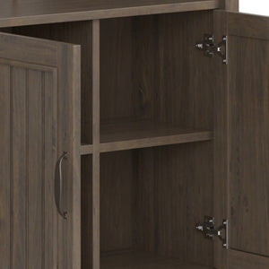 English Elm Lev Smoky Brown Bookcase - Handcrafted Solid Wood, Adjustable Shelves, Two Doors, Anti-Tip Safety, Transitional Design B136P158816