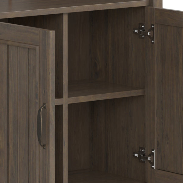 English Elm Lev Smoky Brown Bookcase - Handcrafted Solid Wood, Adjustable Shelves, Two Doors, Anti-Tip Safety, Transitional Design B136P158816