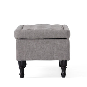 English Elm Christopher Knight Home® - Storage Ottoman Bench with Tufted Plush Top, Hidden Compartment, Dark Wood Legs, 41.5" x20" x12" Grey 54744.00MGY