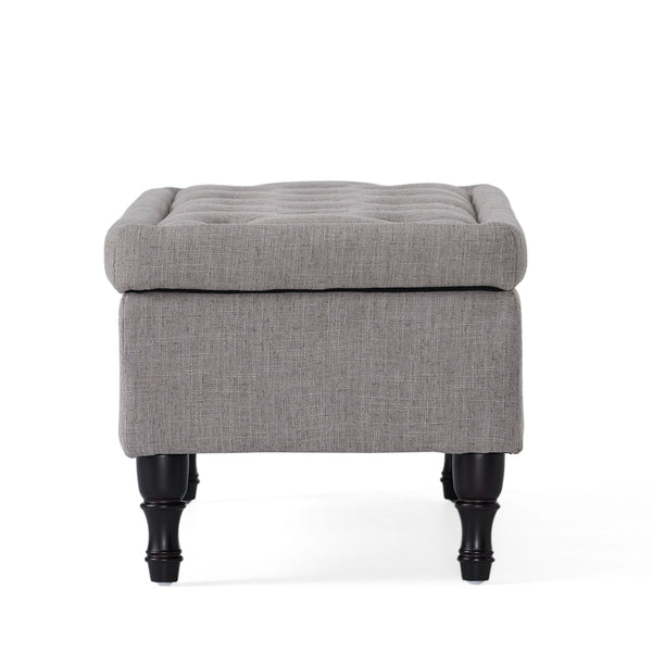 English Elm Christopher Knight Home® - Storage Ottoman Bench with Tufted Plush Top, Hidden Compartment, Dark Wood Legs, 41.5" x20" x12" Grey 54744.00MGY