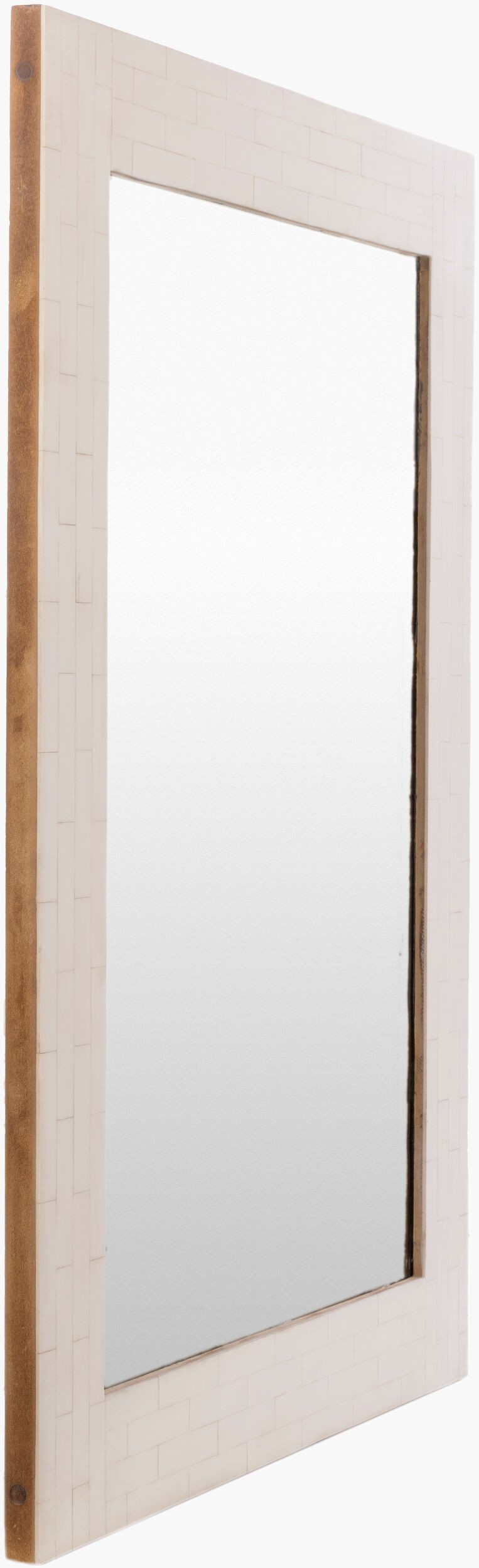 Surya Bastet 32" X 24" Accent Mirror - Unique Inlaid Resin Design, Versatile Wall Art For Any Room Frame, White Resin Bse001-2432