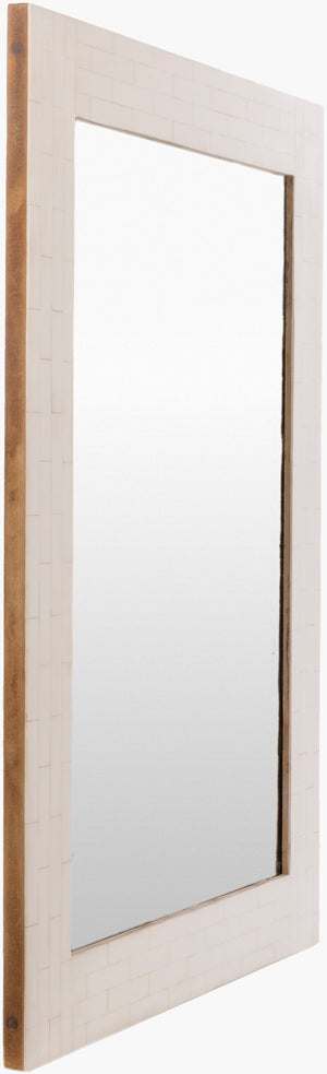 Surya Bastet 32" X 24" Accent Mirror - Unique Inlaid Resin Design, Versatile Wall Art For Any Room Frame, White Resin Bse001-2432