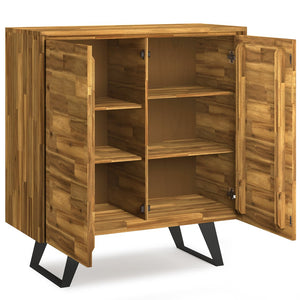 English Elm Lowry - Handcrafted Medium Storage Cabinet In Distressed Golden Wheat With Adjustable Shelves & Metal Accents B136P158856