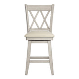 Homelegance By Top-Line Juliette Double X-Back Counter Height Wood Swivel Chair White Rubberwood