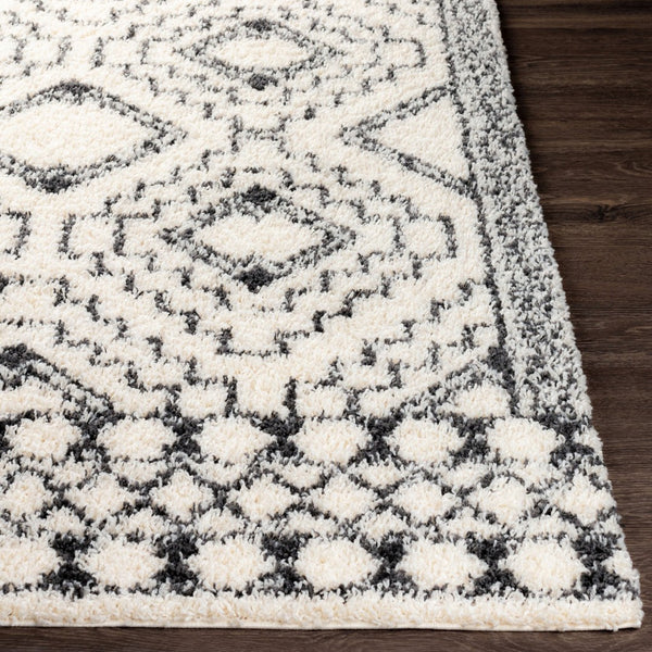Livabliss Beni Shag Runner Moroccan Inspired Plush Polypropylene Rug for Hallways and Entryways Black, Cream 2'7" x 7'3" BSH2300-2773