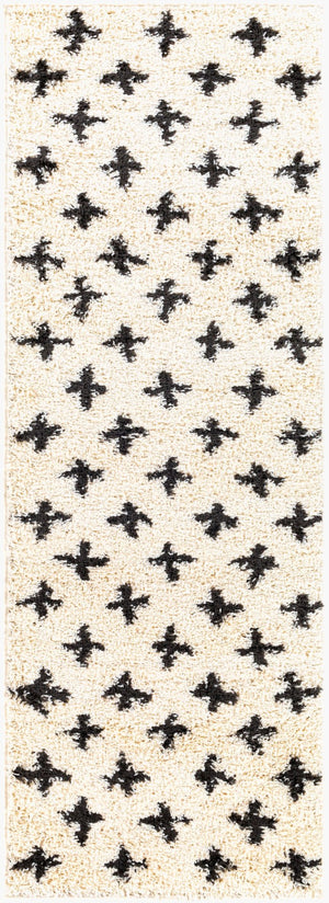 Livabliss Beni Moroccan Inspired Shag Runner Rug Plush Polypropylene Pile Hallway Accent Black, Cream 2'7" x 7'3" BSH2304-2773