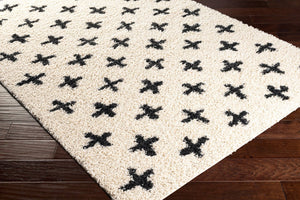 Livabliss Beni Moroccan Inspired Shag Runner Rug Plush Polypropylene Pile Hallway Accent Black, Cream 2'7" x 7'3" BSH2304-2773