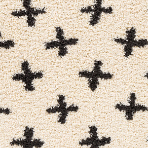 Livabliss Beni Moroccan Inspired Shag Runner Rug Plush Polypropylene Pile Hallway Accent Black, Cream 2'7" x 7'3" BSH2304-2773