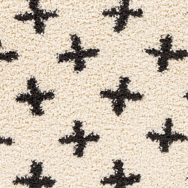 Livabliss Beni Moroccan Inspired Shag Runner Rug Plush Polypropylene Pile Hallway Accent Black, Cream 2'7" x 7'3" BSH2304-2773