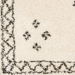 Livabliss Beni Shag Runner Moroccan Inspired Polypropylene Hallway Rug with Plush Bohemian Pile Black, Cream 5'3" x 7' BSH2320-537