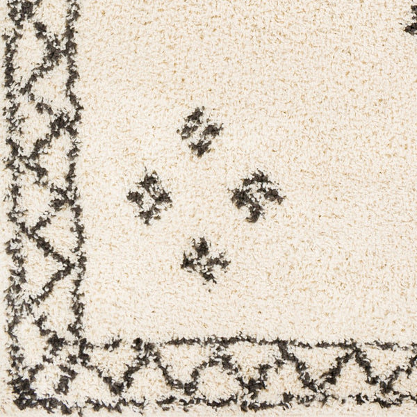 Livabliss Beni Shag Runner Moroccan Inspired Polypropylene Hallway Rug with Plush Bohemian Pile Black, Cream 5'3" x 7' BSH2320-537