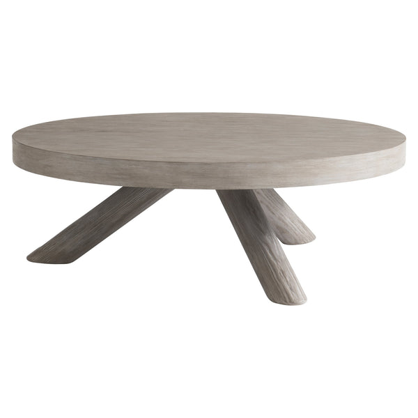 Bernhardt Bernhardt Harmon Cocktail Table In Textured Gris Finish — 48" Round Pine Veneer Top, Three-Leg Stability 555015