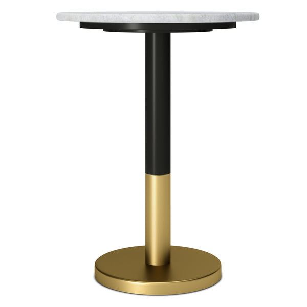 English Elm Evans White Marble Side Table with Black & Gold Iron Pedestal — Handcrafted Modern Accent (98) B136P159931