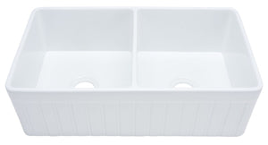 Safavieh Farmhouse Double Bowl Kitchen Sink,33X18In Ceramic BSK6292D White