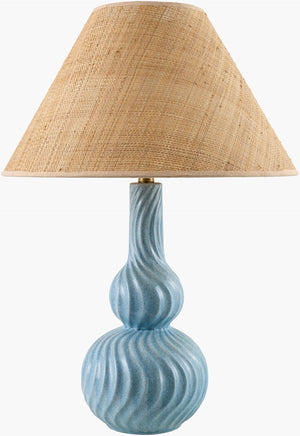 Surya Baska Coastal Traditional Accent Table Lamp with Felt Metal and Polyester Layered Texture BSKA-002
