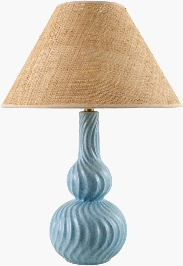 Surya Baska Coastal Traditional Accent Table Lamp with Felt Metal and Polyester Layered Texture BSKA-002