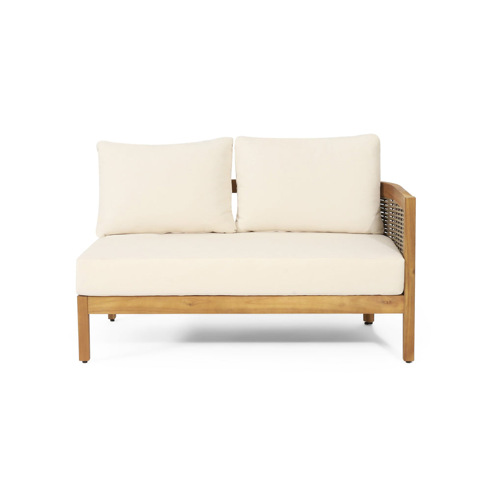 English Elm Crowne Outdoor 2 Seater Sofa Acacia Wood Handwoven Rattan Patio Seating 74130.00