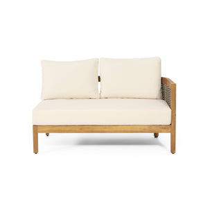 English Elm Crowne Outdoor 2 Seater Sofa Acacia Wood Handwoven Rattan Patio Seating 74130.00