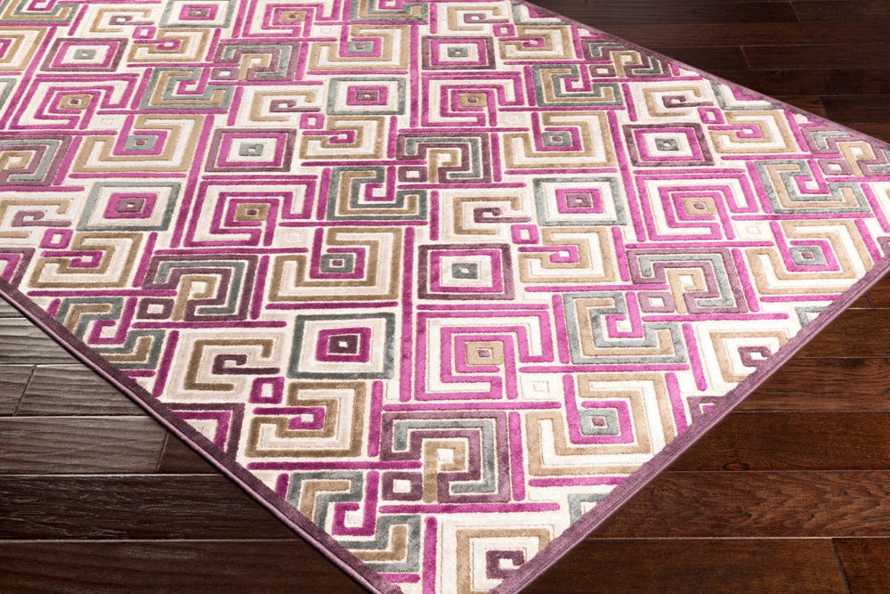 Livabliss Basilica Machine Woven Chenille Viscose Accent Rug Soft Lustrous Entryway Bath Mat Magenta, Wheat 8'8" x 11'11" BSL7230-8812