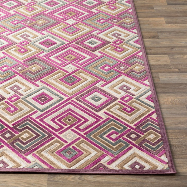 Livabliss Basilica Machine Woven Chenille Viscose Accent Rug Soft Lustrous Entryway Bath Mat Magenta, Wheat 8'8" x 11'11" BSL7230-8812
