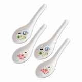 Butterfly Meadow 4-Piece Porcelain Soup Spoon Set for Asian Cuisine, Dishwasher Safe